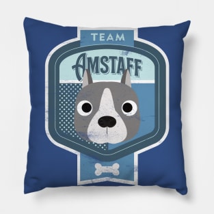 Team Amstaff - Distressed American Staffordshire Terrier Beer Label Design Pillow