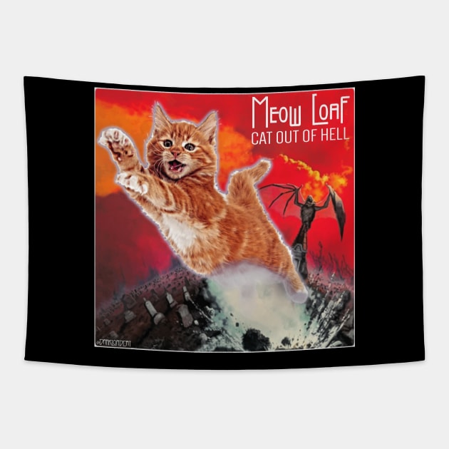 Cat Outta Hell Tapestry by darklordpug