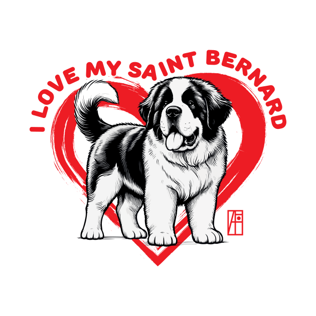 I Love My Saint Bernard - I Love my dog - Rescue dog by ArtProjectShop