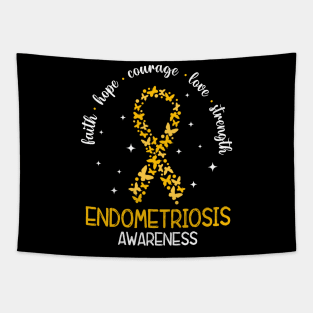 Endometriosis Awareness Proud Endometriosis Warrior, Yellow Ribbon Tapestry