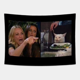 Woman Yelling at a Cat Meme Tapestry