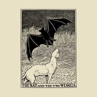 The Bat and the Two Weasels - Vintage illustration T-Shirt