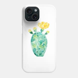 Yellow cactus flowers  watercolor Phone Case