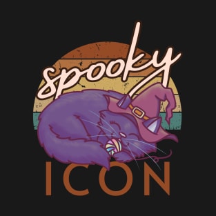 Retro Cat Spooky Icon Halloween T-Shirt