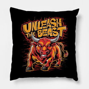 Fierce Bull Graffiti Design: Unleash the Beast Pillow