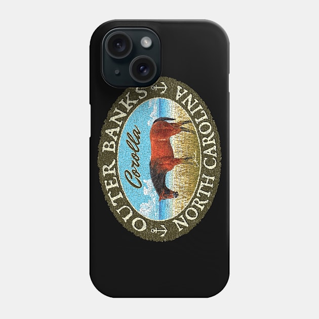 Corolla, Outer Banks, North Carolina, Wild Horse on Beach Phone Case by jcombs