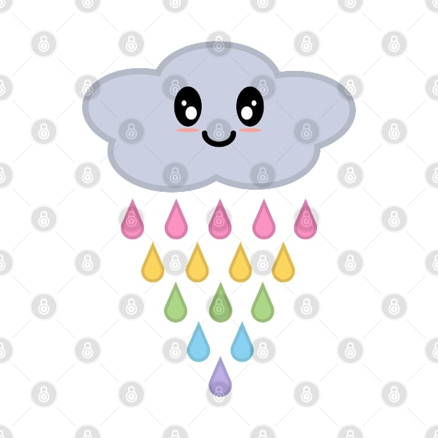 Kawaii Cute Raining Rainbow Rain Cloud in Purple by Kelly Gigi