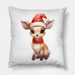 Pronghorn Antelope in Santa Hat Pillow