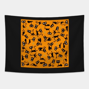 Retro Sassy Tiki Cats with Sparkles (tangerine version) Tapestry