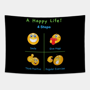 A Happy life! 4 steps - Think positive Tapestry