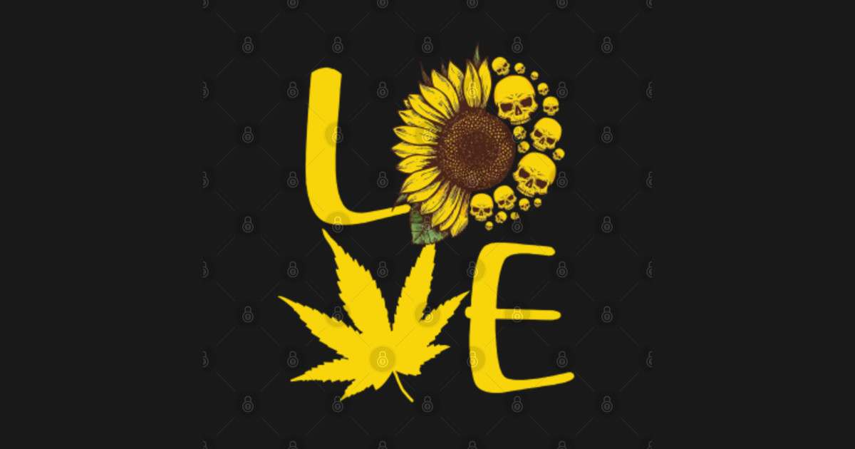 Download Peace Love Sunflower Skull - Sunflower - Sticker | TeePublic