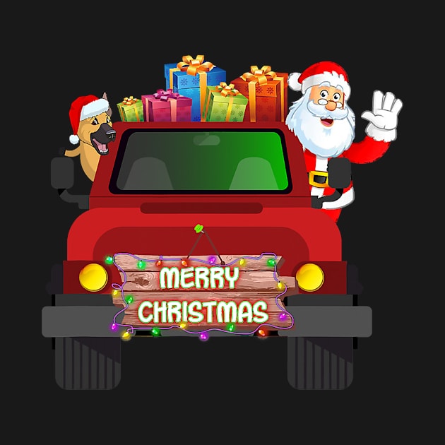 Merry Christmas German Shepherd Santa Claus On Truck by EmilyCharlotty