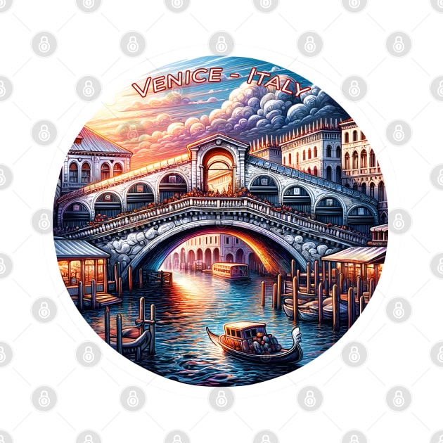 Retro Vintage Travel Enchanted Venice Italy Sunset by POD24