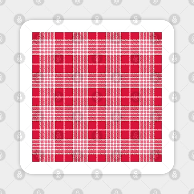 Thick Red and White Buffalo Tartan Plaid Pattern Magnet by teezeedy