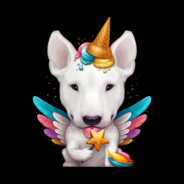 White English Bull Terrier Ice Cream Cone Unicorn by stonemask