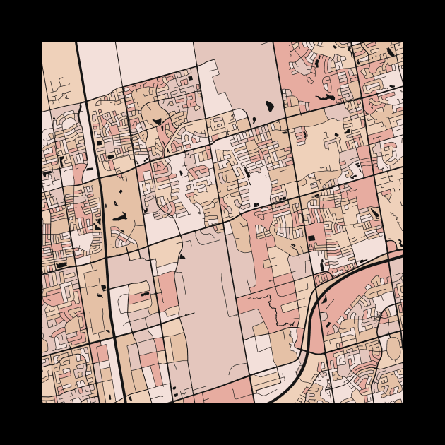 Vaughan Map Pattern in Soft Pink Pastels by PatternMaps