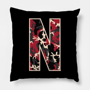 Initial Capital Letter N Camo Alphabet Gift Women Men Kids Pillow