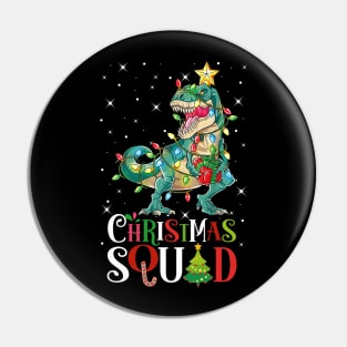 Christmas Squad Dinosaur T Rex Funny Xmas Lights Tree Rex Pin