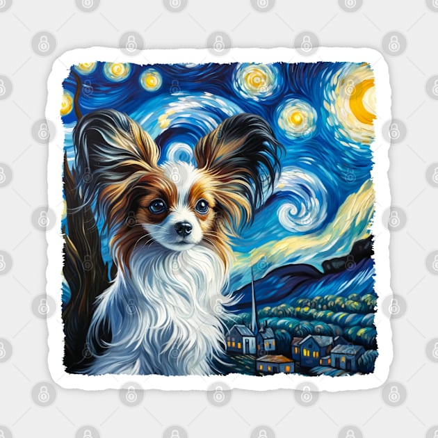 Starry Papillon Dog Portrait - Pet Portrait Magnet by starry_night