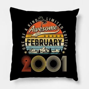 Awesome Since February 2001 Vintage 22nd Birthday Pillow