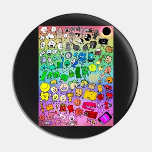 BFDI Inanimate Insanity All Characters (Rainbow) Pin