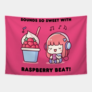 Raspberry Beat - Kawaii style raspberry sorbet Tapestry