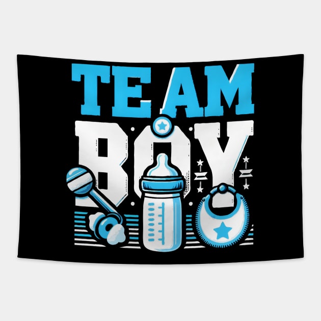 Baby Shower Gender Reveal Party Team Boy Tapestry by TopTees