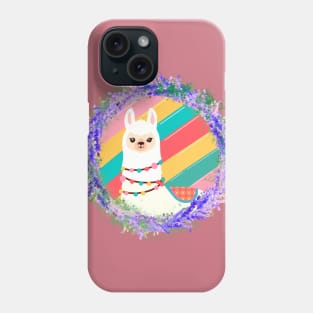 Floral llama-rainbow version Phone Case