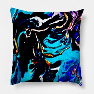 Abstract pouring acrylic fluid paint Pillow