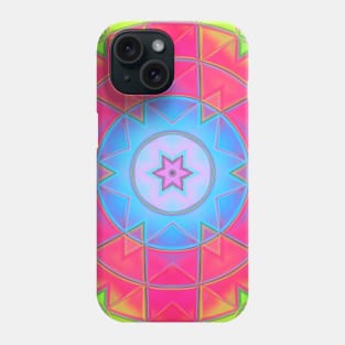 Mosaic Kaleidoscope Flower Blue Pink and Green Phone Case