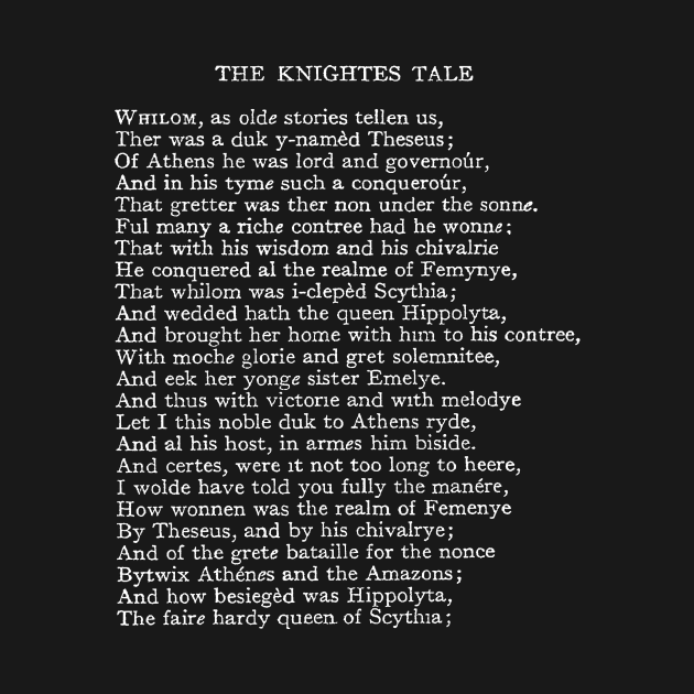 The Knight's Tale The Canterbury Tales Geoffrey Chaucer First Page by buythebook86