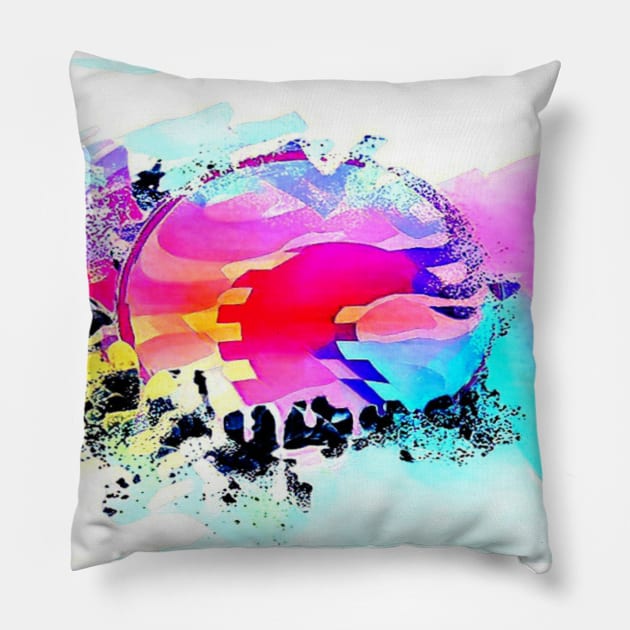 Colorful ocean waves sunrise graffiti abstract Pillow by SilverPixieArt