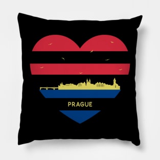 Czech Republic Skyline cityscape Heart Birds Flying Prague Pillow