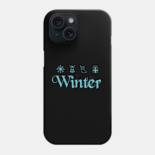 Winter Symbols Ski Sled and Snowboarder Phone Case