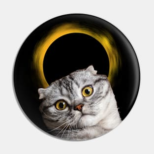 Eclipse with hilarious cat face staring into space Pin