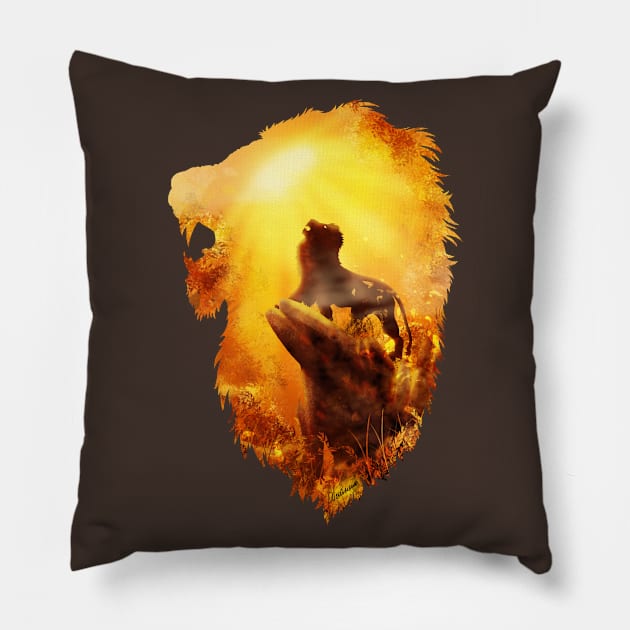 Fiery Lion Pillow by DVerissimo