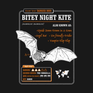 Funny Bat Fact File - Bitey Night Kite T-Shirt