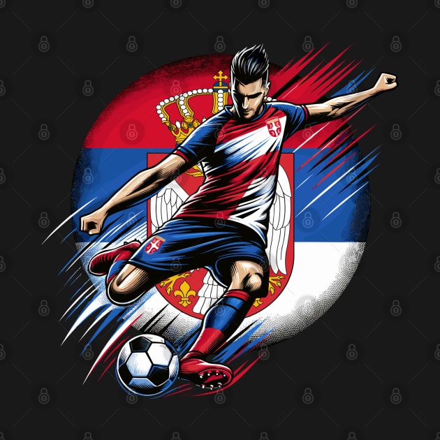 Dynamic Serbia Soccer Star in Action - Vector Design by SergioArt