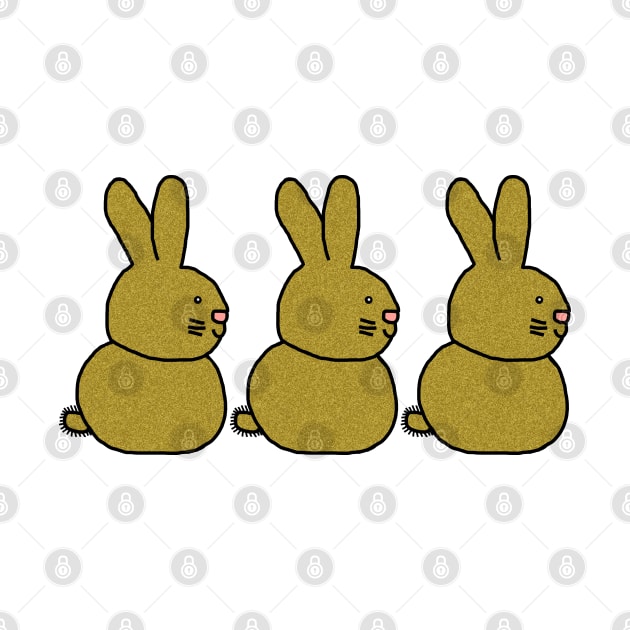 Three Gold Metallic Easter Bunny Rabbits by ellenhenryart