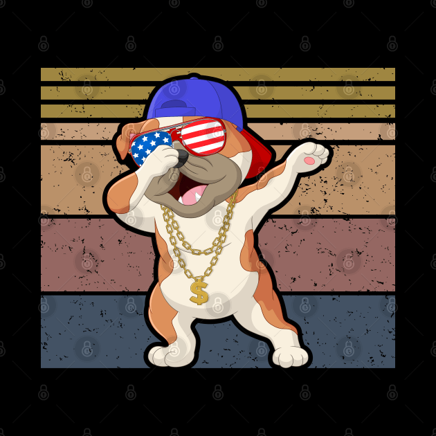 Dabbing Dog American USA Flag Distressed by BeHappy12