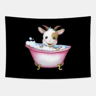 Cute Baby Goat In Bathtub Tapestry