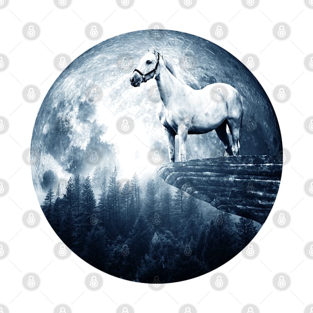 Women Men Kids Boy Girl Horse With Full Moon by CreativeShirt