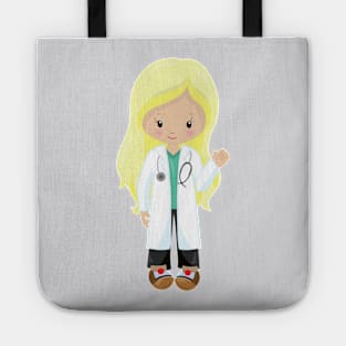 Doctor, Nurse, Stethoscope, Lab Coat, Blonde Hair Tote