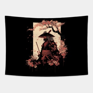 Aesthetic Vintage Samurai Japanese Art Samurai Retro cherry T-Shirt Tapestry