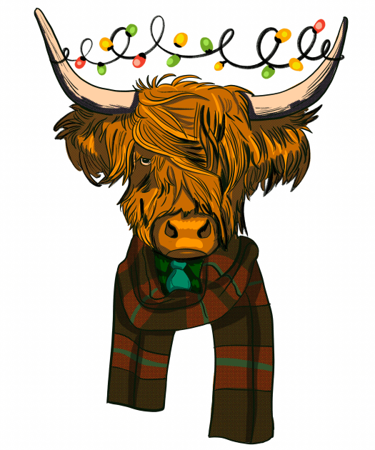 Scottish Highland Cow With Christmas Lights Kids T-Shirt by i am Cuta