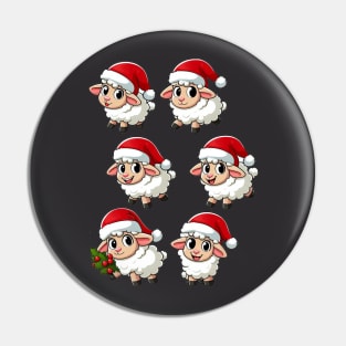 Sheep wearing Santa hats Pin