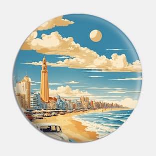 Beaches of Mar del Plata Argentina Vintage Tourism Poster Pin