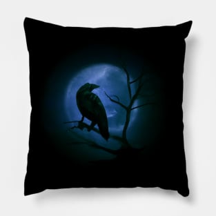 Raven and full moon Pillow