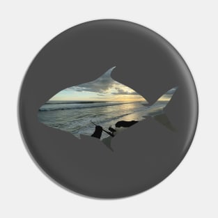 Sunset surf fishing Pin