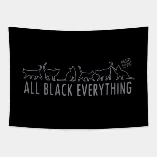 All Black Everything Cats Tapestry